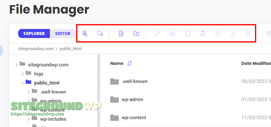 SiteGround File Manager 在线编辑文本文件界面