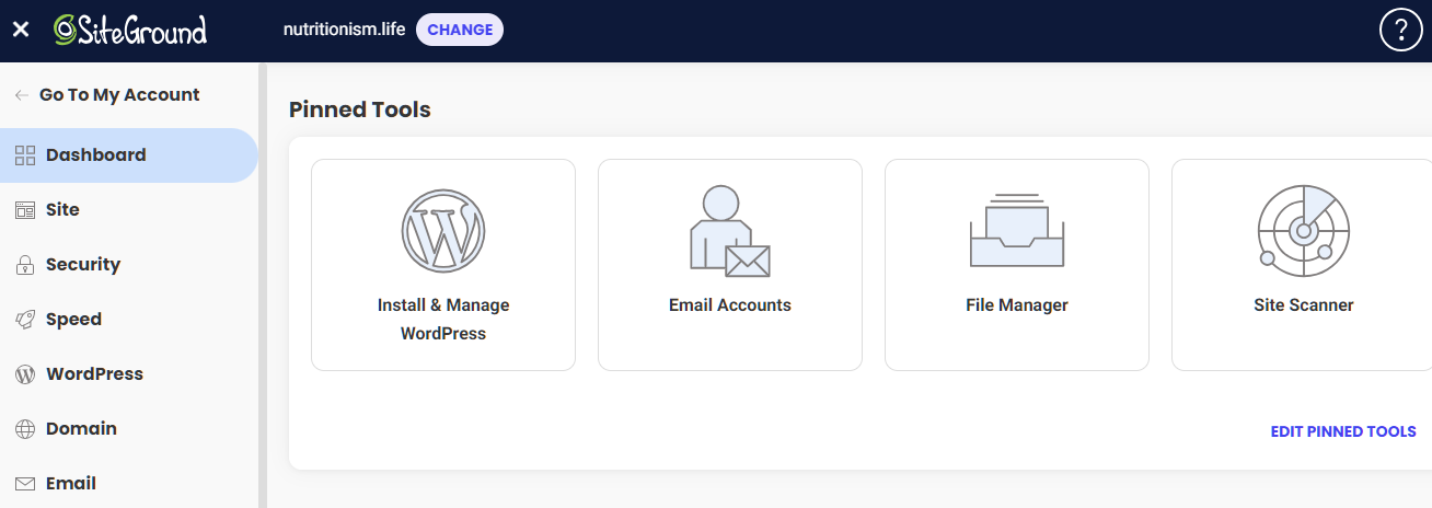 SiteGround Site Tools dashboard