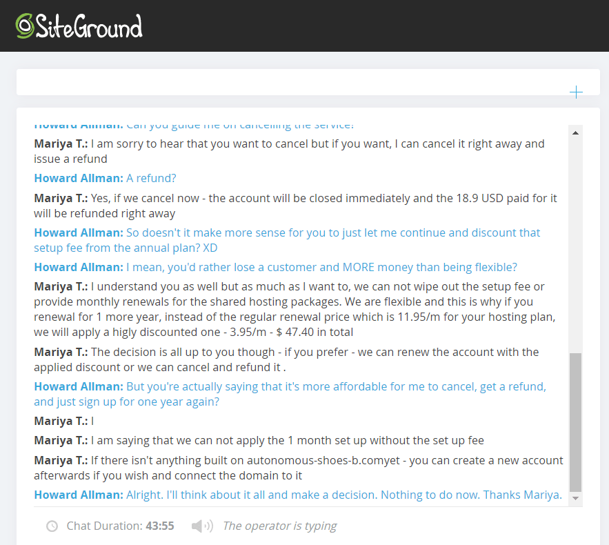 SiteGround live chat support 4